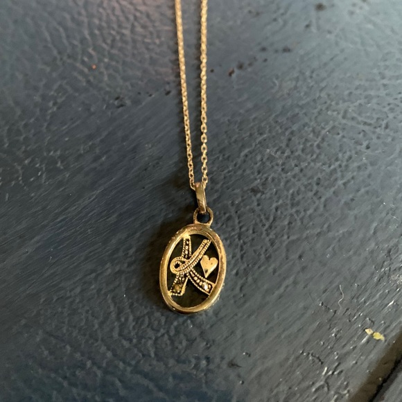 Silver Oval ‘K’ Necklace - Picture 2 of 4